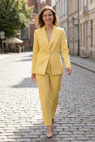 Garnitur damski elegancki - Żółty