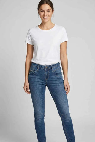 Jeansy Skinny Damskie Mos Mosh - Niebieskie  15% lyocell