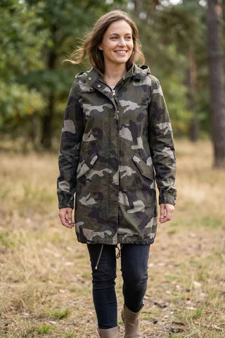 Kurtka parka wzór moro - Zielona