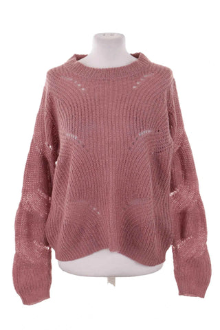Sweter oversize z ażurowym wzorem - Różowy