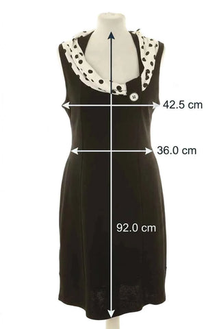Women's Black Sleeveless Dress with Polka Dot Cowl Neck
