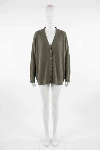 Sweter damski prążkowany oversize - Zielony