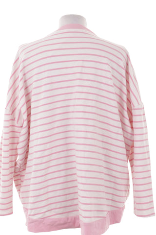 Rozowa Bluza Damska w Paski Oversize