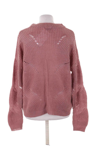 Sweter oversize z ażurowym wzorem - Różowy