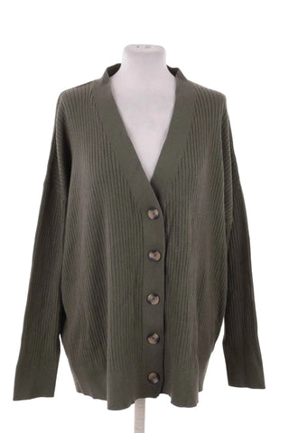 Sweter damski prążkowany oversize - Zielony