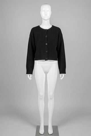 Sweter rozpinany z białą lamówką - Czarny   5% wełna