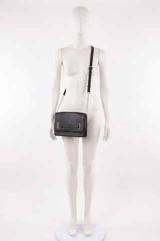 Torebka crossbody skórzana z klapą - Czarna  100% skóra