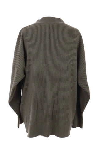 Sweter damski prążkowany oversize - Zielony