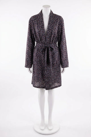 Elegancki Damski Szlafrok w Wzor Paisley Granatowy