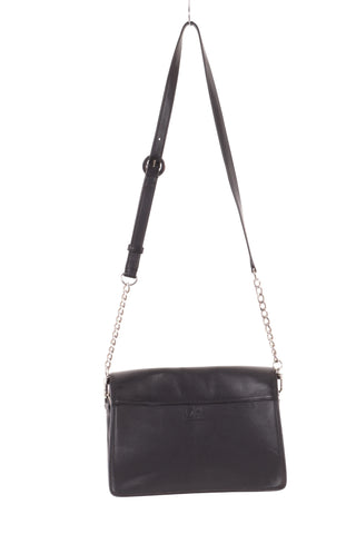 Torebka crossbody skórzana z klapą - Czarna  100% skóra