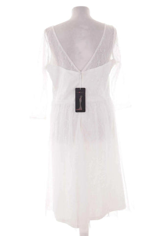 Sukienka Koronkowa V-neck  - Biała