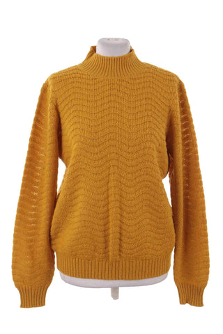 Sweter damski z golfem we wzory - Żółty  10% wełna